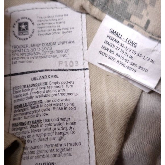 US ARMY Small Long ACU BDU Digital Camo Tactical Military Combat Cargo Pants - Picture 12 of 13